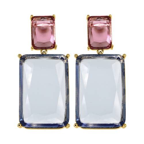 DOUBLE HANGING CRYSTAL GLASS EARRING
