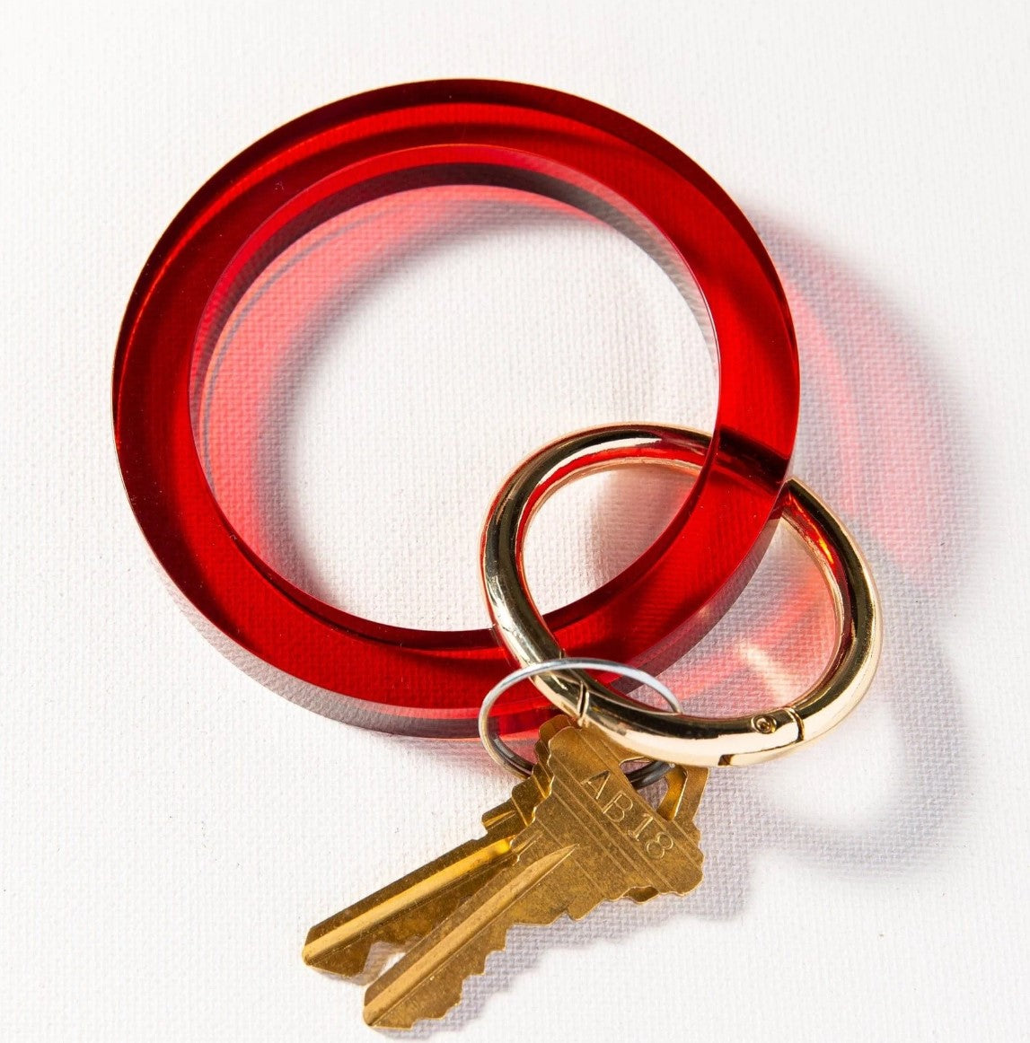 RED LUCITE KEY RING