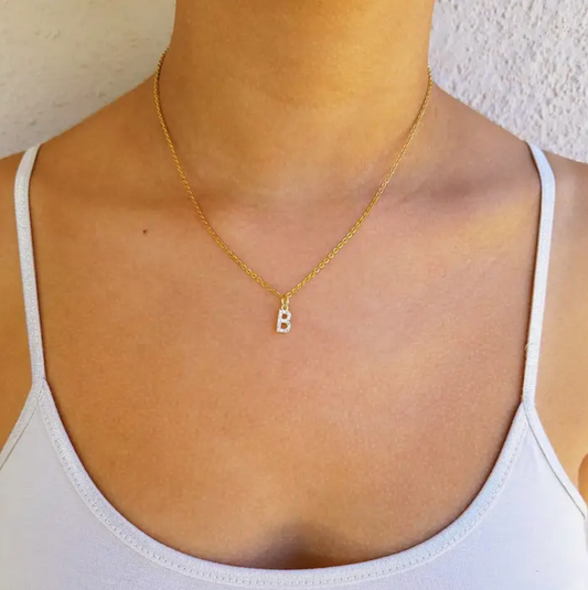 PAVE INITIAL CHARM NECKLACE