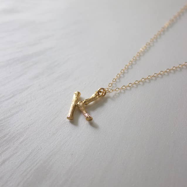 SMALL BAMBOO INITIAL NECKLACE