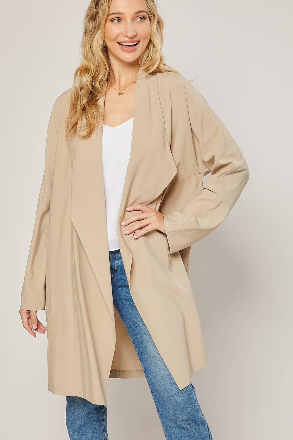 OVERSIZED DRAPE FRONT TRENCH